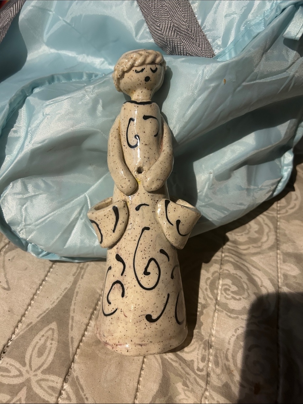 Handcrafted Ceramic Angel Figurine 4 spots for fresh flowers